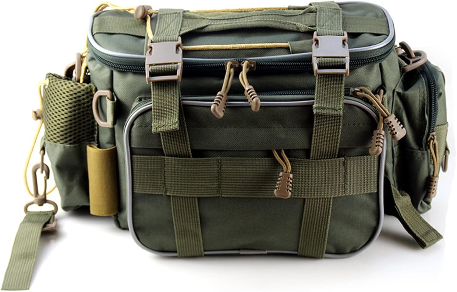 Fishing Tackle Bag Fishing Gear Storage Bag izer Waist Bag Messenger Bag, Army green, Modern