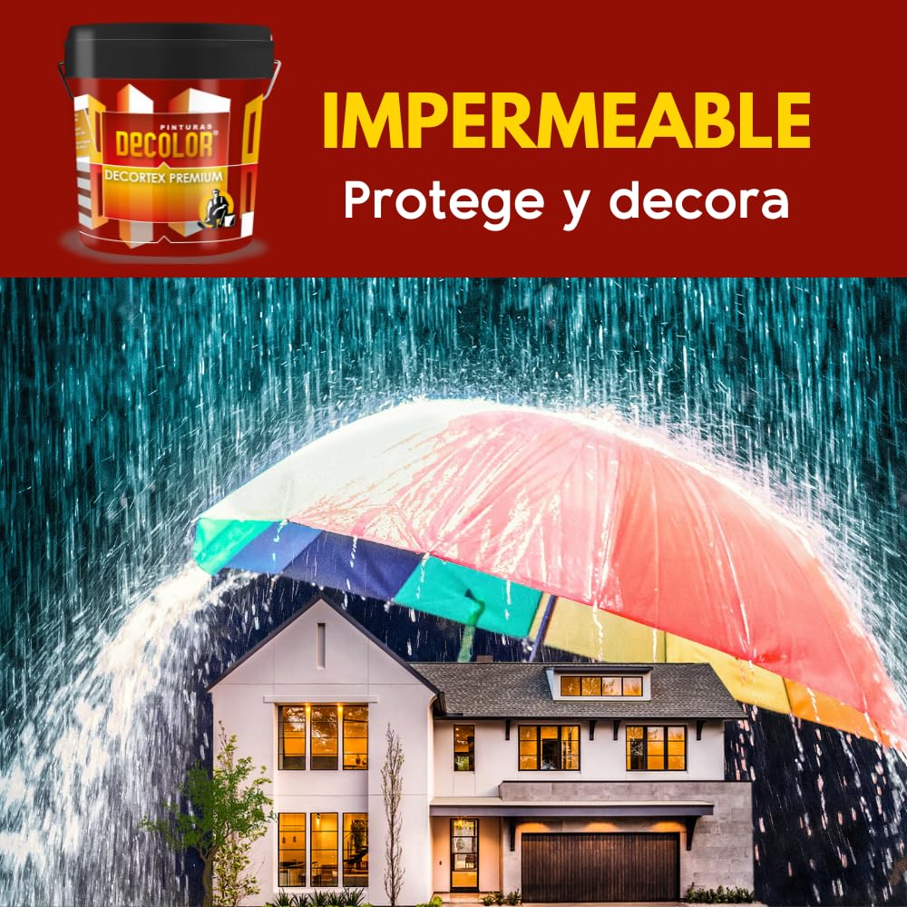 PINTURAS DECOLOR DECORTEX LISO PREMIUM - Pintura revestimiento impermeabilizante para fachadas. (4 litros). DAKAR.