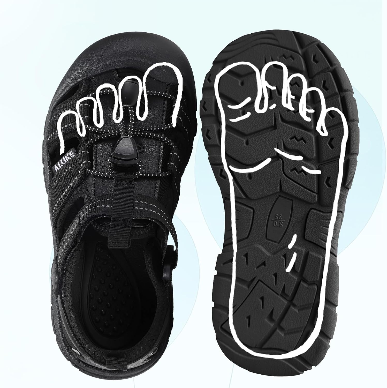 Kids Sandals Boys Girls Wide Toe Box Summer Shoes Closed-Toe Hiking Beach Sneakers