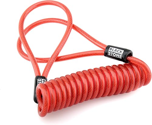 Vista 4 de Blackstone Cable de recordatorio de seguridad para bloqueo de casco, bloqueo de agarre, bloqueo de disco de 5 pies (azul)