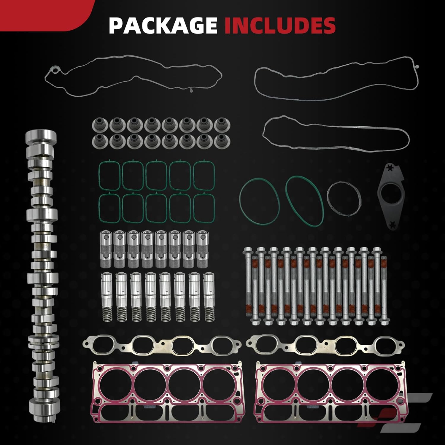 Head Gasket and Camshaft Kit 12629512, 12698945,12619820, HS26749PT for Chevy 6.2L 2014-2020, for GMC 2014-2020, for Cadillac 2015-2020, Includes 8 AFM Lifters 8 LS7 Lifters Head Gasket Kit Bolts