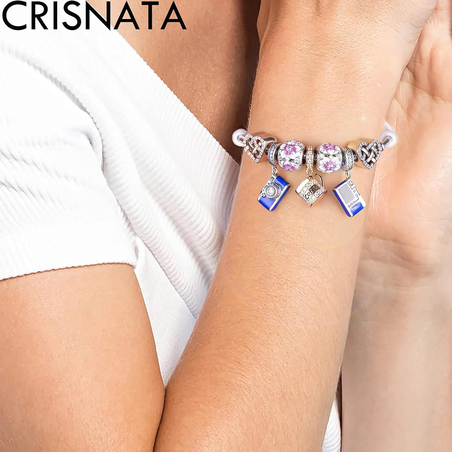 Sport and Hobby Theme Charms, 925 Sterling Silver Rose Gold Coffee Cup, Tennis and Racket, Golden Champion Trophy Cup Beads, fits European Bracelet Necklace, Birthday Gifts for Children/Friend/Son/Daughter - Image 5