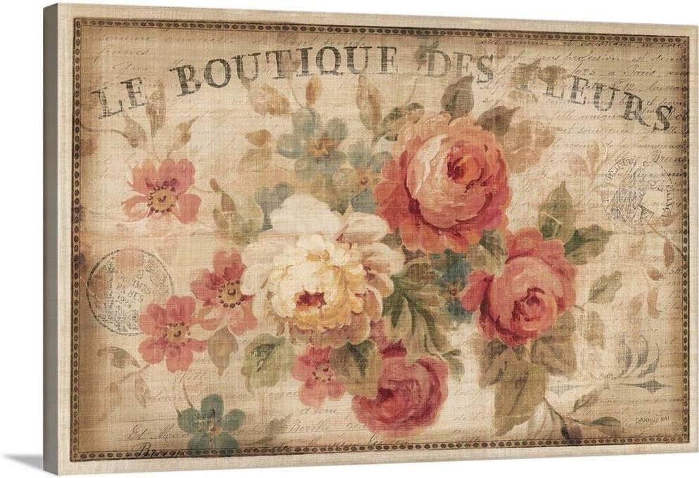 Parisian Flowers III Canvas Wall Art Print, Floral Artwork