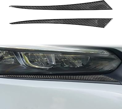 Car Auto Exterior Headlight Eyebrow Eyelid Trim Cover Compatible with Honda Civic 2022 2023 2024 2025, Glossy Black Carbon Fiber