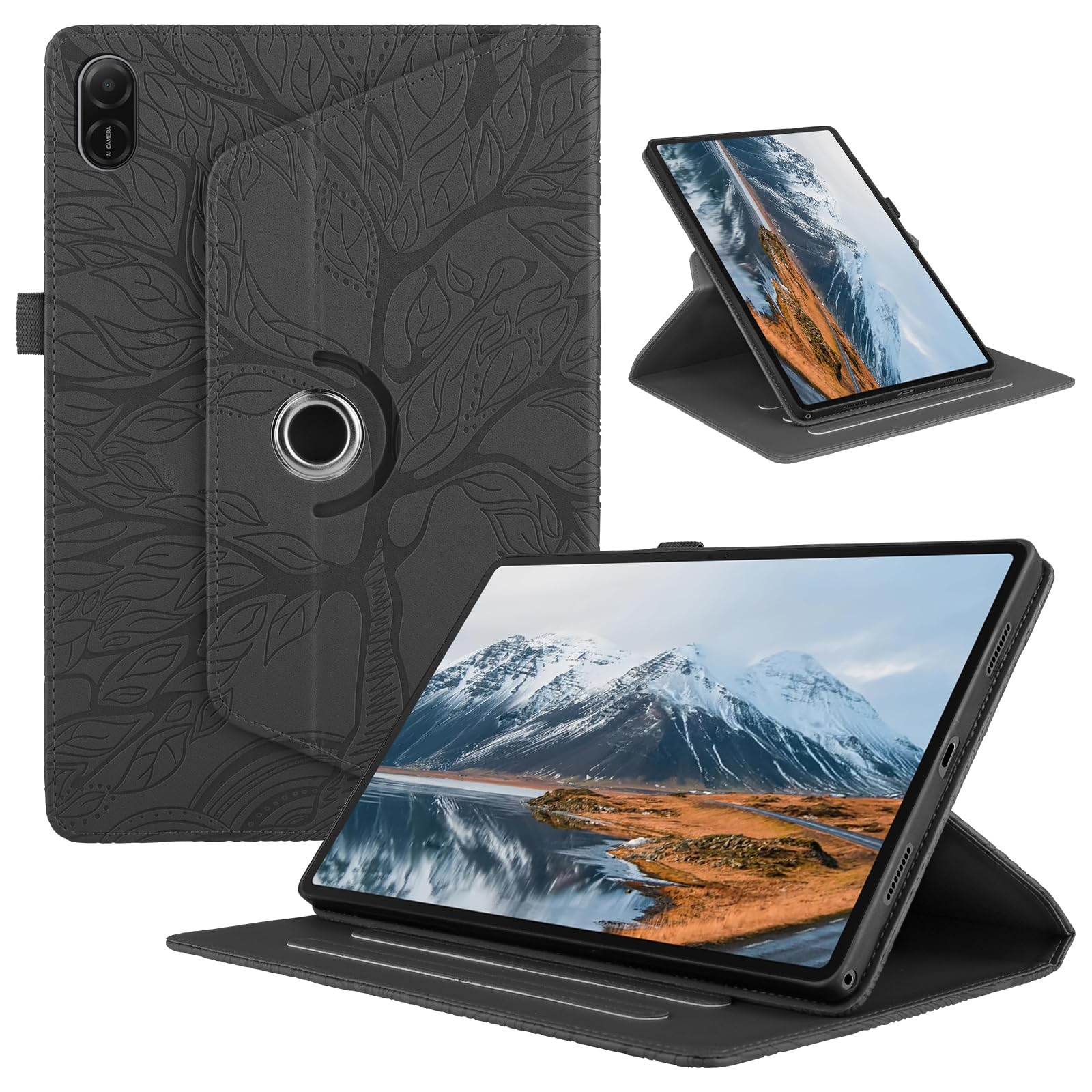 Funda para Samsung Galaxy Tab S9/ S8/ S7 11" (SM-X710/X700/T870) PU Cuero Tablets Protectora Cover 360°Carcasa Giratoria de ángulo Múltiple Stand Función Tablets Funda,Rojo Árboles — view 142