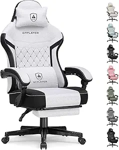 GTPLAYER Gaming Chair with Pocket Spring Cushion, Ergonomic High Back Office and Gaming Chair with Linkage Armrests