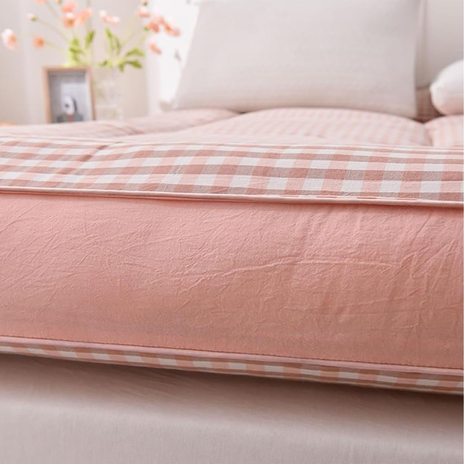 Matelas futon Japonais Pliable, Tatami, Matelas de Camping Portable, Facile à Ranger, Tissu Respirant pour canapé, Matelas (Rose, 120 x 200 cm)
