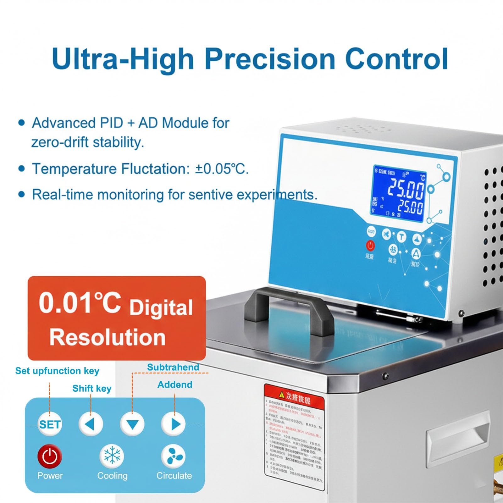 Labor Flüssigkeitskühler Modell 6L Digitale Präzision 0,01°C AD und PID System Stabilität ±0,05°C für Chemie Bio-Engineering und Industrielle Nutzung(-20-100℃)