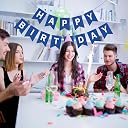 Flyloons Happy Birthday Banner - Dark Blue Decoration for Boys Girls Kids Baby Men Women | 13 Pcs Paper Cardstock Flag | Reusable gallery image