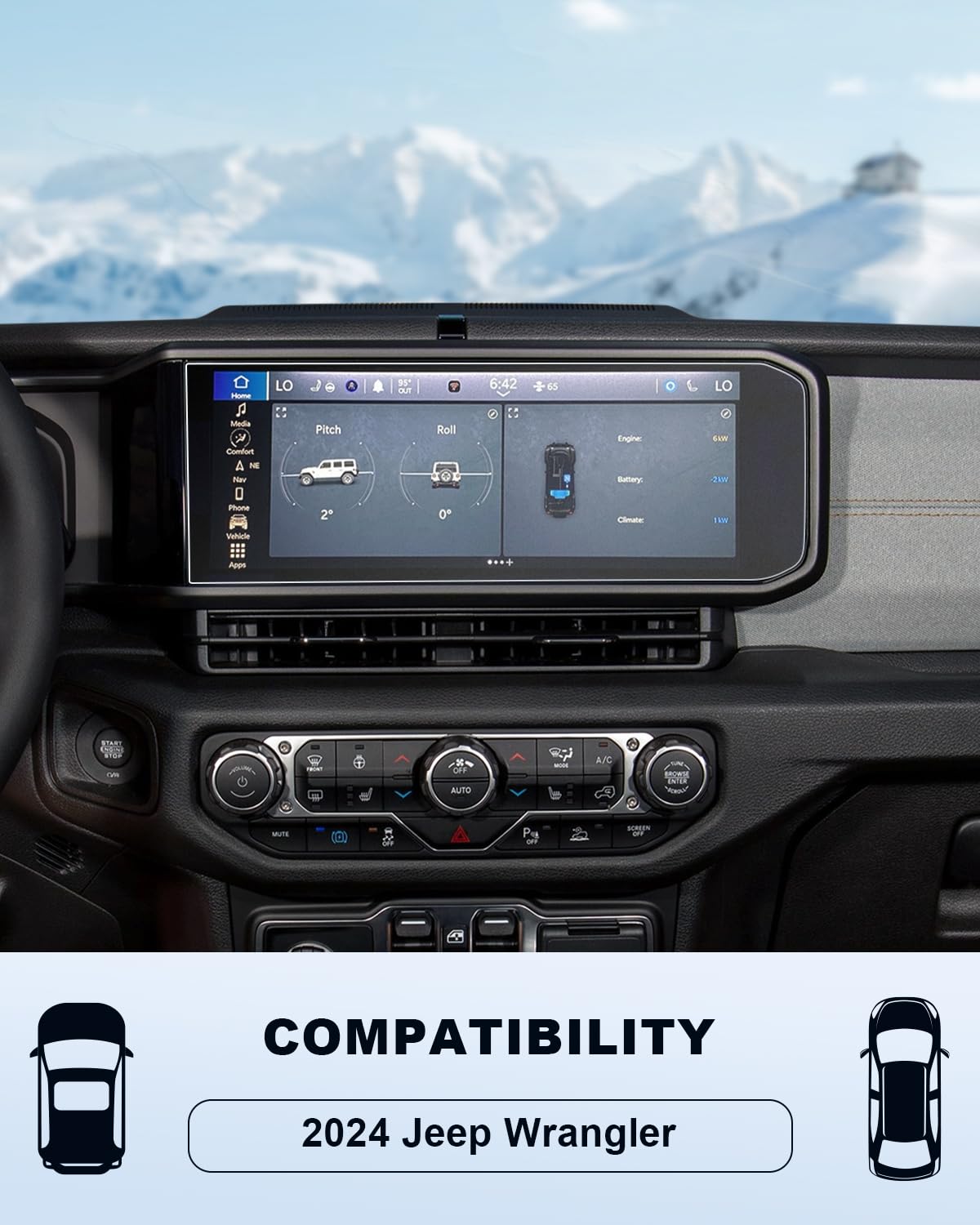 For 2025 Jeep Wrangler Matte Anti-Glare Screen Protector