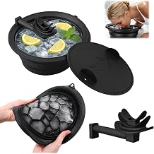 Face Bowl for Ice with Built-in Ice Tray Face Ice Bath Bowl with Breathing Tube & Nose Clip, Foldable Silicone Facial Cold Plunge Basin for Cold Plunge Therapy, Skin Tightening Black