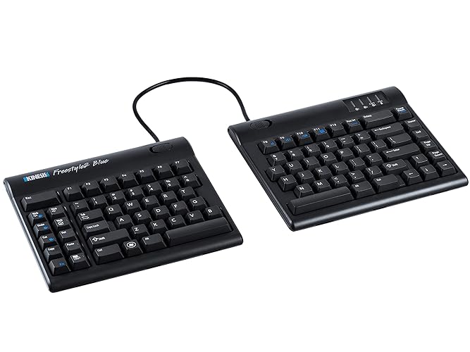 KINESIS Freestyle2 Blue Wireless Ergonomic Keyboard for PC (9" Separation), Dark Gray - PC Layout