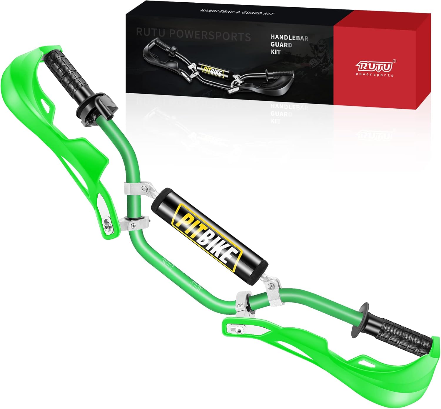 RUTU Universal 7/8" CNC Motrocycle Handlebar & Handguards Kit with Grips-Chest Pad-Throttle Housing Clamp,All-Round Protection of Riding Safety,Fit CRF YZF KXF KLX RMZ DRZ Pit Bike ATV-Green
