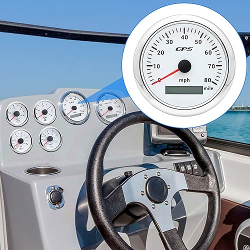 Miniatura 4 de ARTILAURA GPS Speedometer Boat 85mm 3-3/8" 7 Color 80MPH Gauge Waterproof 9-32V for Marine AUTO Car Motorcycle Truck (White)