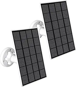 PowGrow Solar Panel Compatible with Stick Up Cam Battery/Spotlight Cam Battery, Solar Panel Power Charger with 5V 3.5W Continuously Charging, DC Barrel Plug and 13ft. Charge Cable(White,2-Pack)