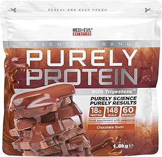 Medi-Evil Nutrition Purely Protein Whey Protein Powder, Concentrate and Isolate Blend, Vegetarian Friendly, Chocolate Swirl Flavour, 1.8kg, 60 Servings (Pack of 1)