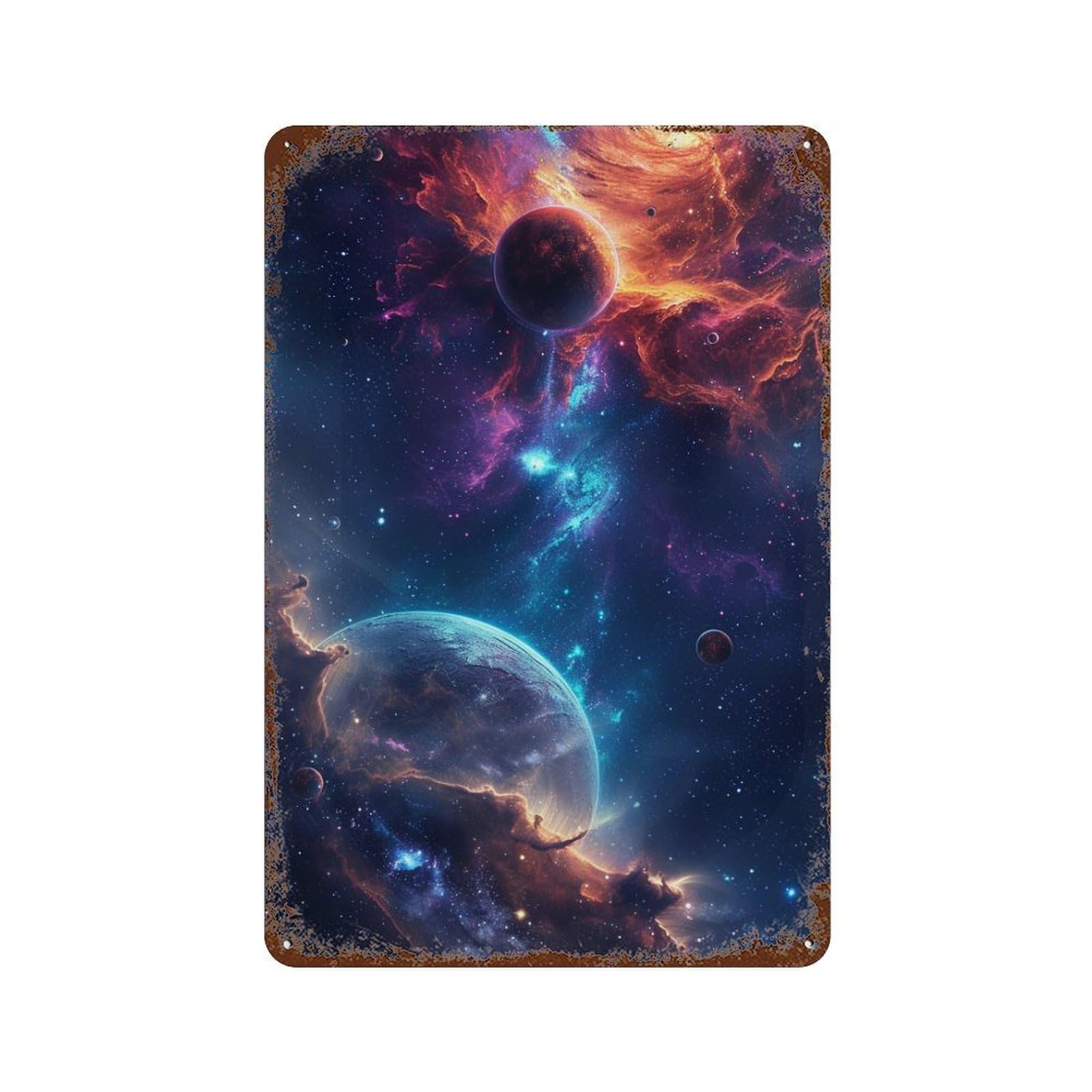 Garage Style Cosmic Nebula Galaxy-1 Decorative Tin Sign 11.8"x7.9", Novelty Wall Decor for Bar And Workshop