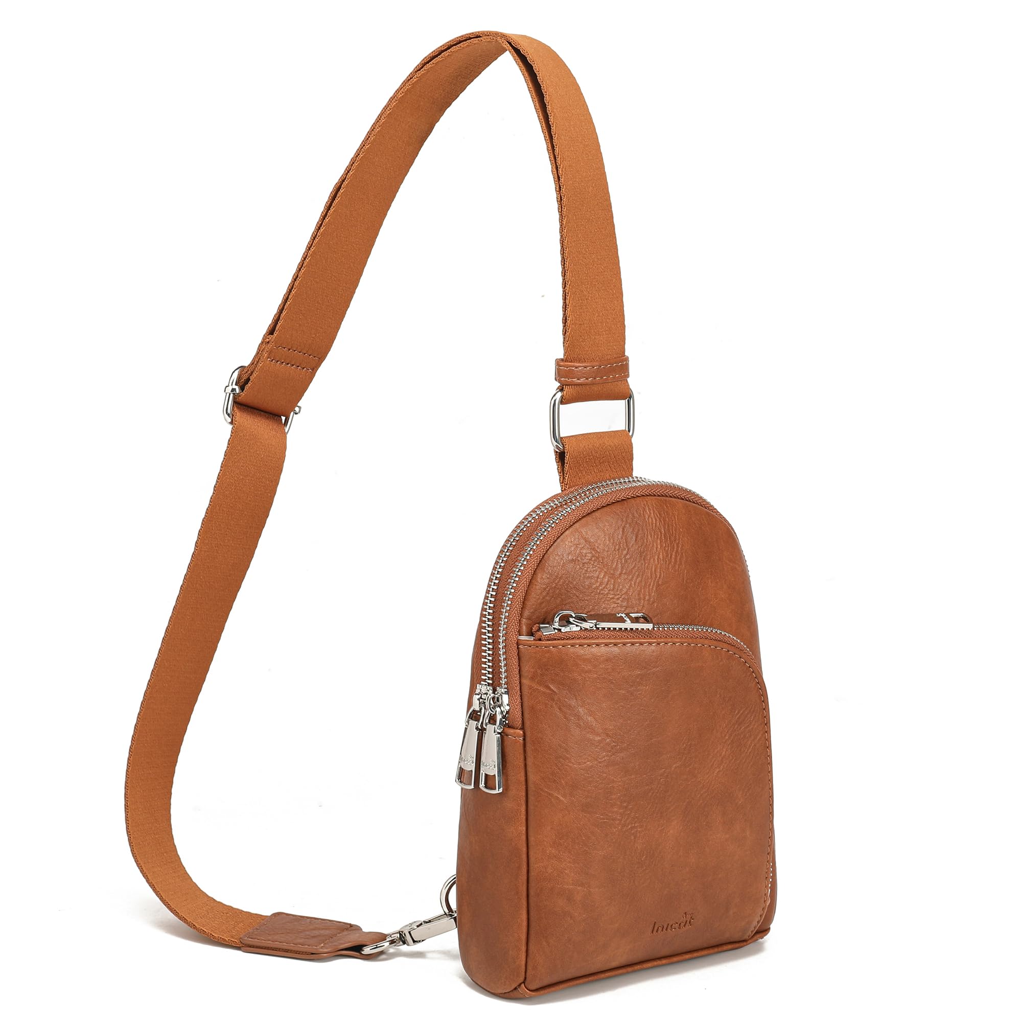 INICAT Anti Theft Small Crossbody Sling Bags RFID Blocking Chest bag for Women(08-026 Brown)