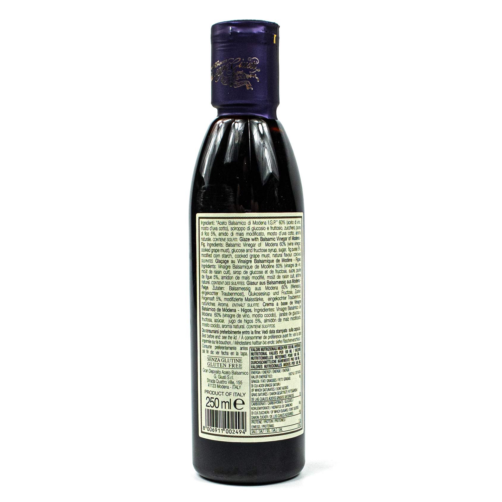 Giuseppe Giusti – Pack de 2 Aceto Balsamico di Modena IGP Fico en botella de 250 ml – Tradicional italiana de vinagre balsámico "Feige"