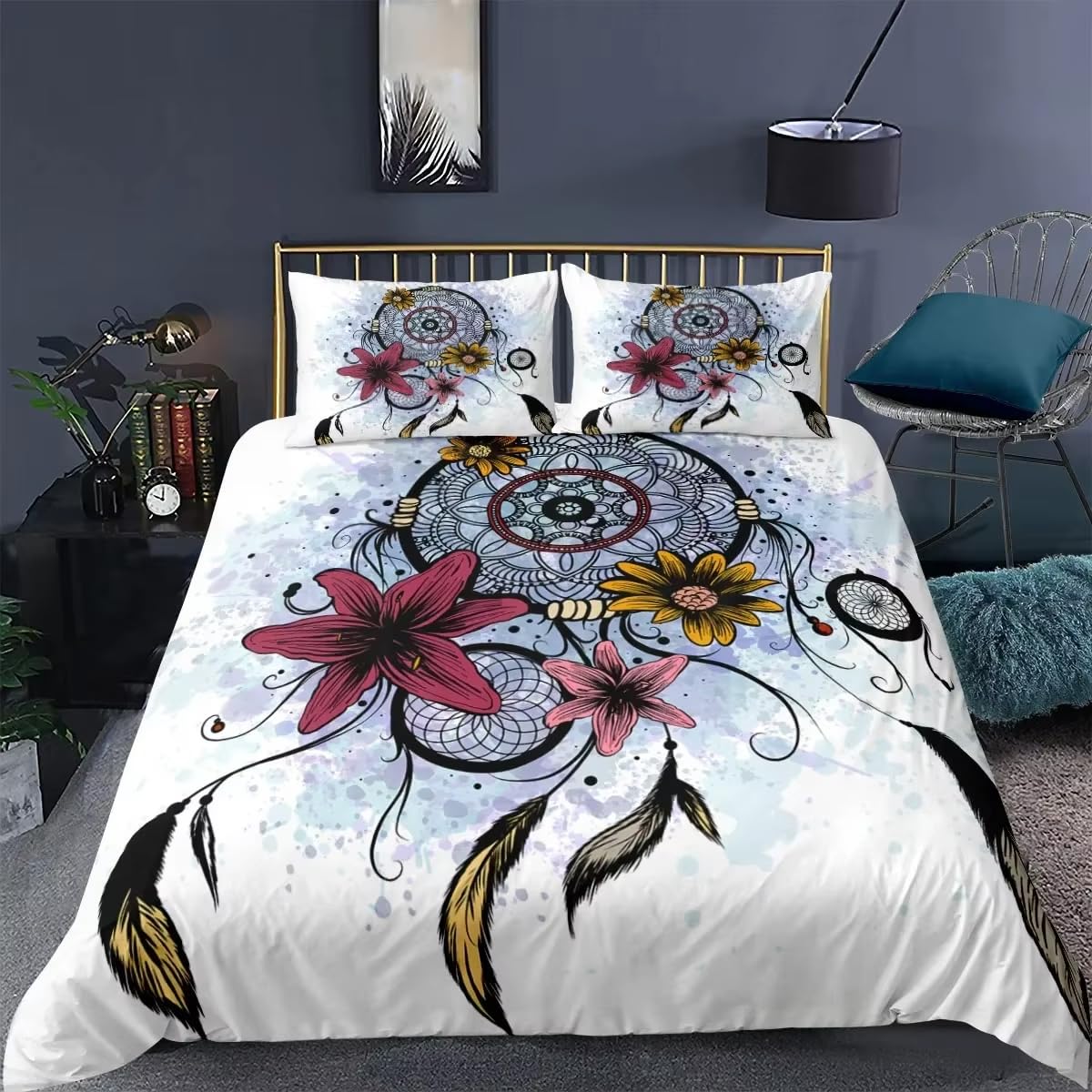Housse de Couette 140x200 Attrape-Rêves Bohème Chic pour Enfant