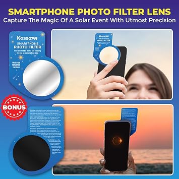 Solar Eclipse Glasses 2026 (2-Pack) - CE & ISO Certified Safety Glasses for Safe Sun Observation with Smartphone Filter - Blue Stars Design