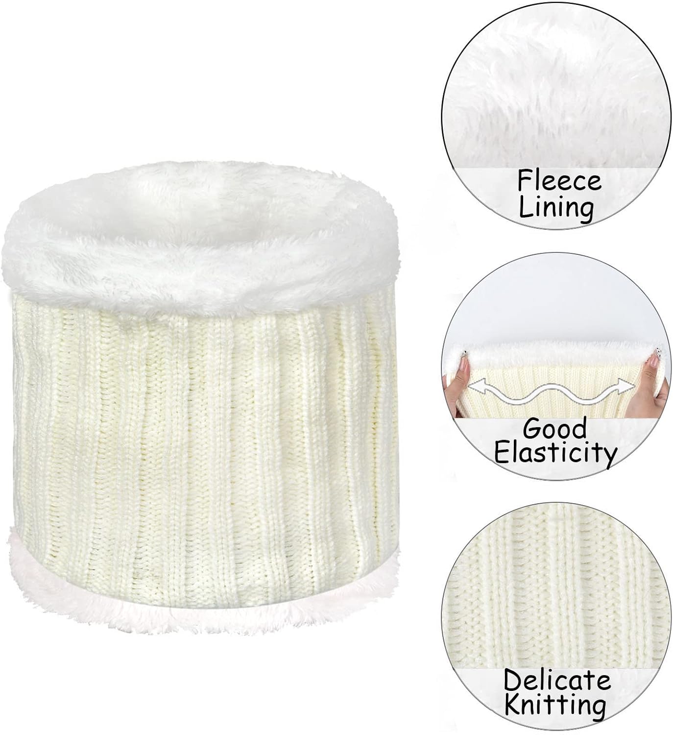Kids Winter Beanie Scarf Gloves Set - Thermal Fleece Lined Knit Hat, Soft Neck Warmer & Mittens for Girls & Boys 1-10 Years