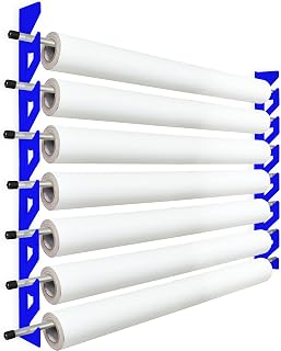 Generic 7 Roll Wall Mount Storage System Rack Kit for Car Vinyl & Tint - Large Sign & Banner Material Holder, Fabric Spool Convenient Craft Stand (With 68"" Poles, Blue Powder Coating), 21-1-07BL-68