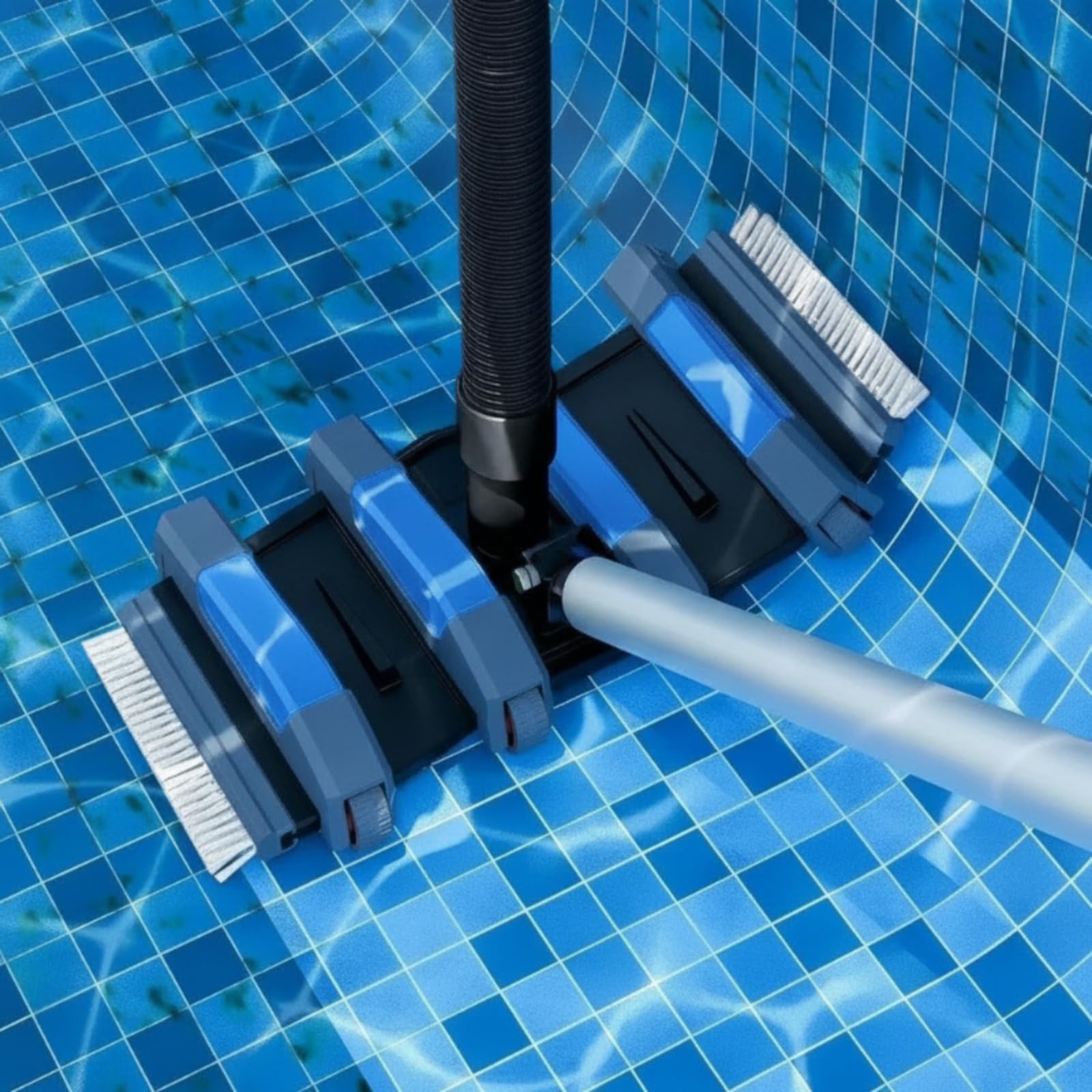 Tête D'aspirateur Piscine avec Brosses Rectangulaire Tête Balai Lestée Double Raccord Accessoire pour Professionnels du Nettoyage, Spa