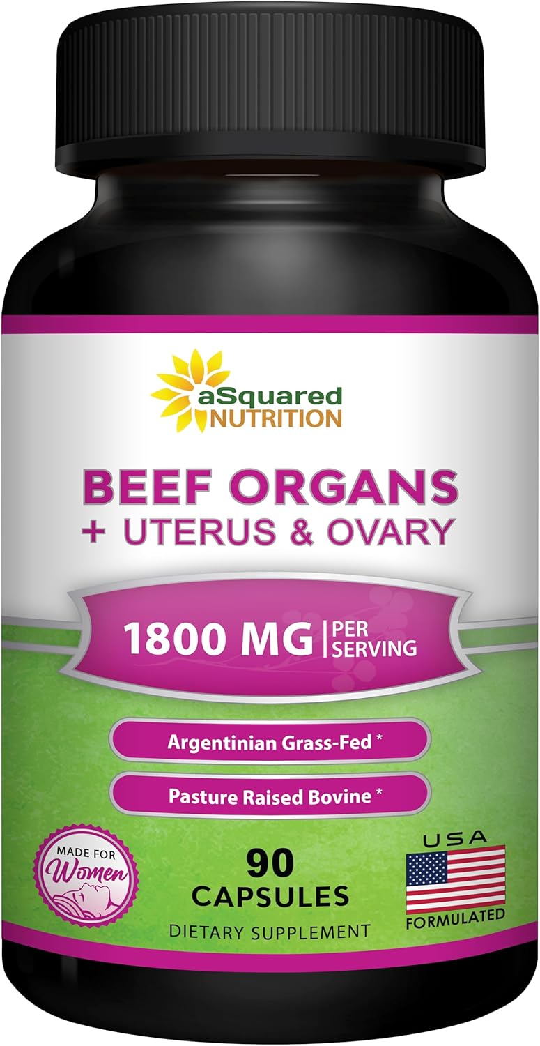 aSquared Nutrition Beef Organ Supplement for Women - Grass Fed Liver Capsules - Ovary, Uterus, Kidney & Heart - Female Superfood - Women's Complex Pills for Energy & Health
