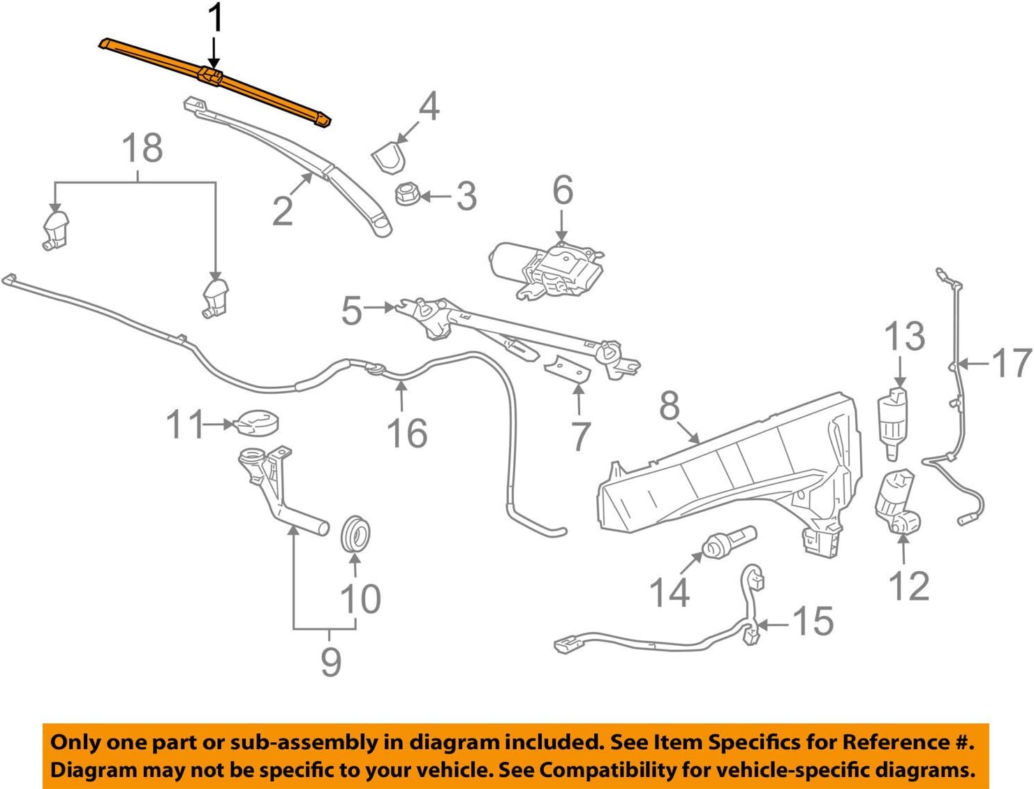General Motors 22870540, Windshield Wiper Blade