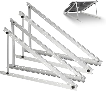 2 Sets Solar Panel Mount Brackets, 45inch Solar Panel Stands for Ground Roof RV Boat Off-Grid Camper, 0 to 90 Adjustable Photovoltaics Mounting Kit with Foldable Tilt Legs, for 2-4pcs 150-600 Watt