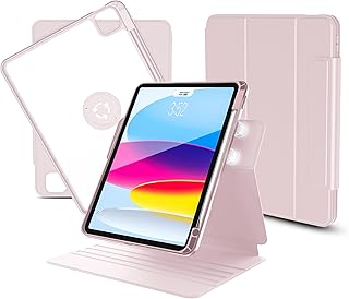 nimin Rotating Case for ipad Pro 11'' (1st/2nd/3rd/4th Gen), ipad Air (4th/5th Gen) Case with Pencil Holder, Dechable ipad Case with Foldable Magnetic Stand, Auto Sleep/Wake, 11 Different Poses, Pink
