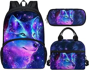 Wolf School Backpack For Boys Abstract Wolf Boys Backpack For Kids Children Teens Elementary