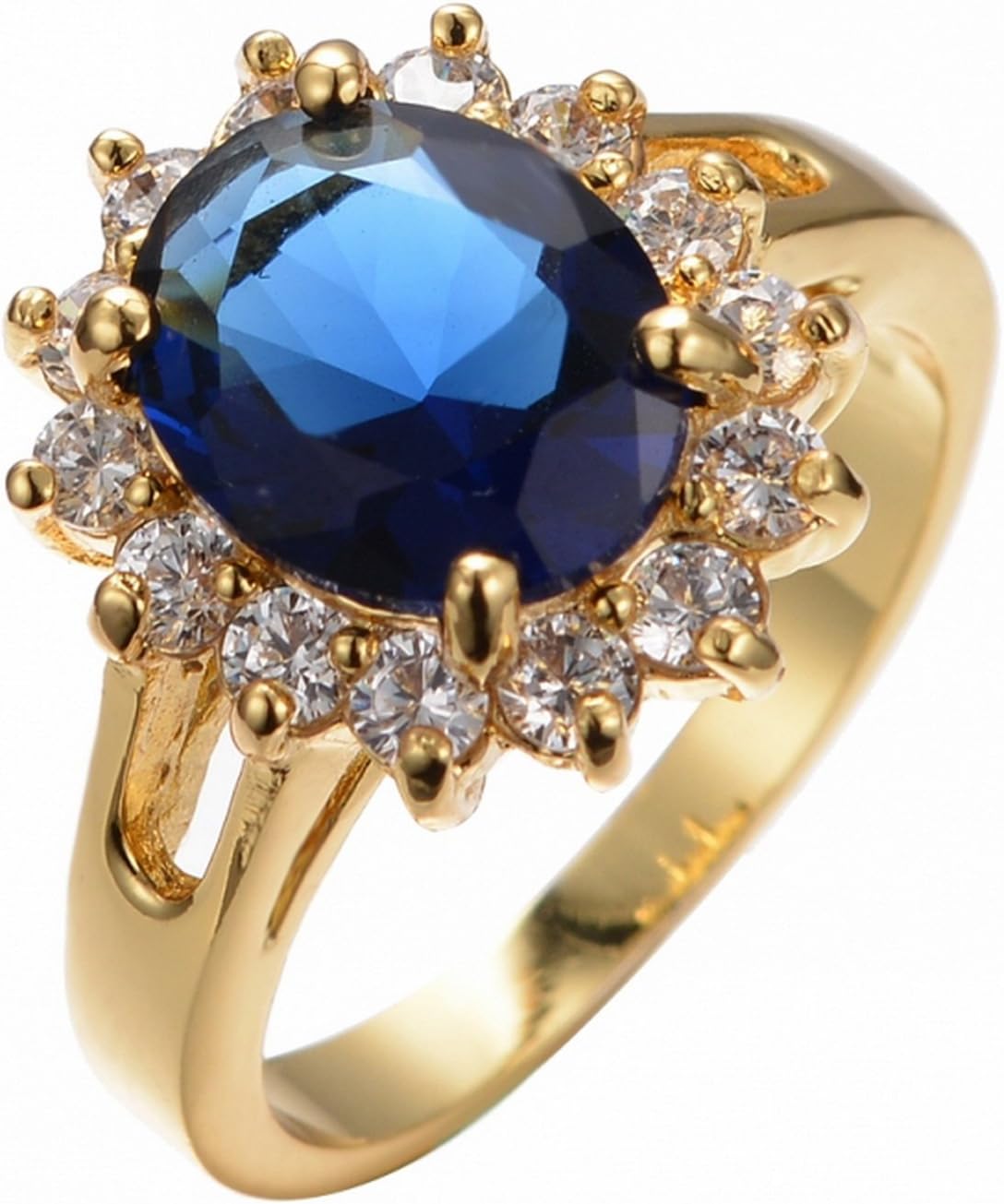 ATHING Oval Blue Sapphire Ring Yellow Gold Filled Jewely hioSunflower Wedding gagement Rings8 8.0
