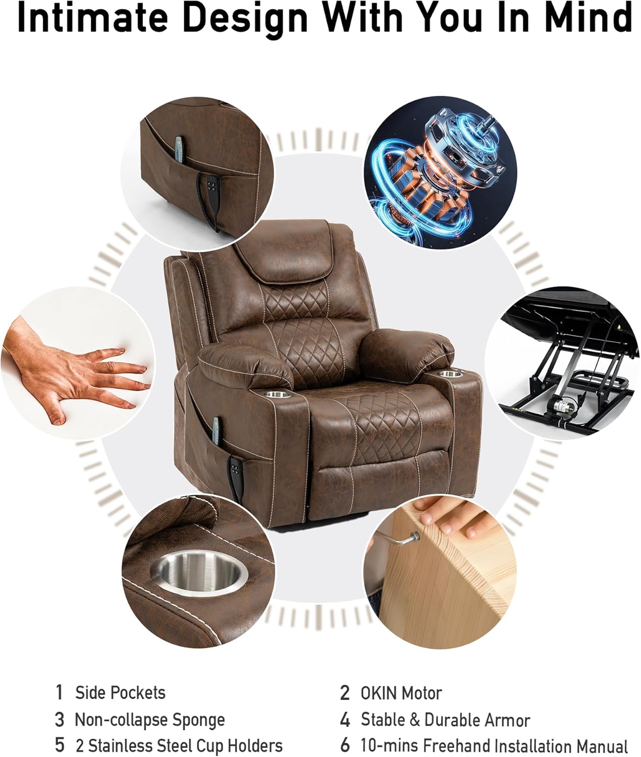 Lazy Boy Recliner ChairLazy Boy Recliner Chair with Heated and Massage, Upgraded Dual Motor Lay Flat Recliners, 25in Extra Wide Seat, Folding Tablet, Side Pocket