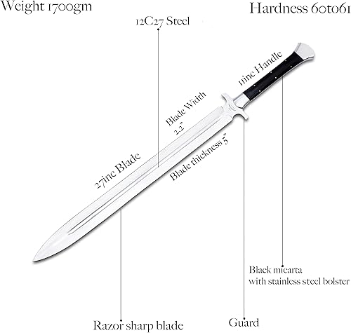 Miniatura 5 de Espada de espiga completa de acero hecha a mano personalizada con vaina, el mejor regalo de cumpleaños para él