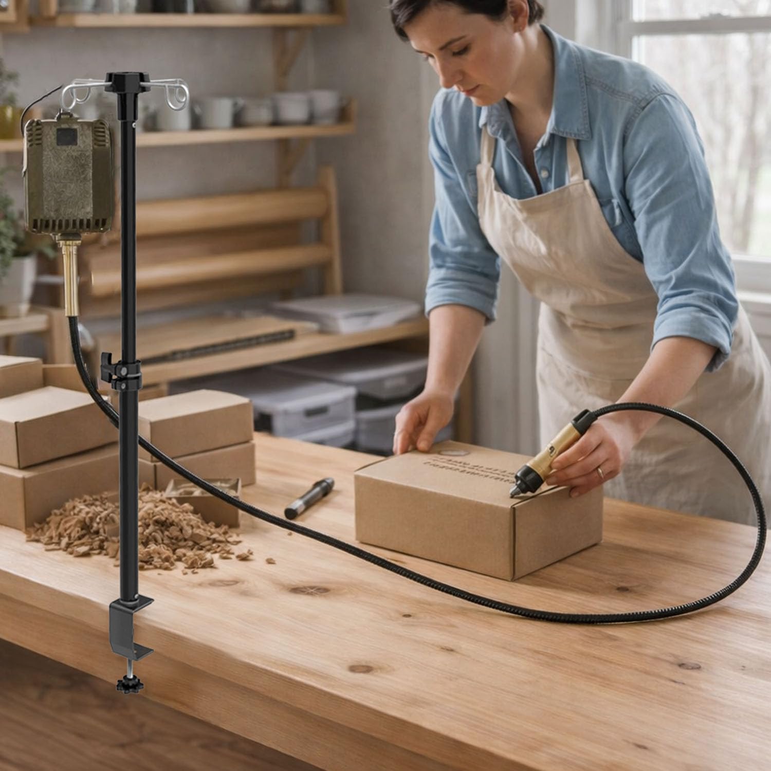VYES Adjustable Rotary Tool Hanger Stand with Table Clamp, Compatible with Foredom, Dremel, Grobet Tools