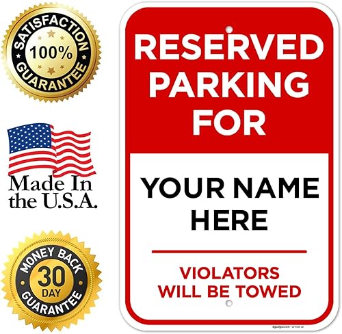 Miniatura 8 de Sigo Signs - Letrero personalizado con texto en inglés Reserved Parking All Violators Will Be Towed 12 x 18 pulgadas aluminio 0063 resistente a la