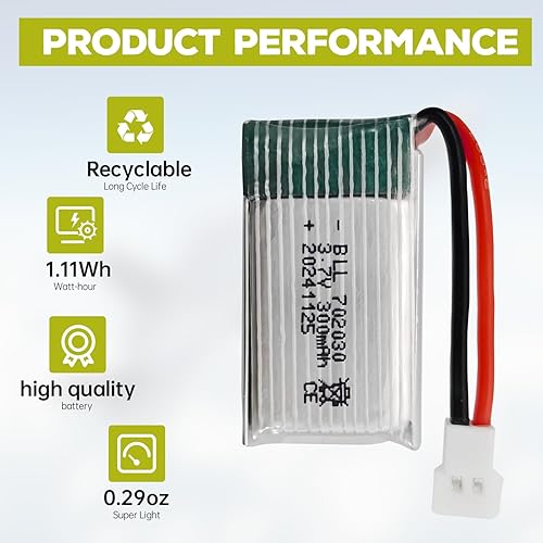 Miniatura 4 de Fytoo Batería de litio de 5 unidades de 3.7 V 300 mAh 25C con cargador 5 en 1 para Syma X11 X11C WLToys V911S A120 XK A150 V966 FX801 UDI U830 U816A