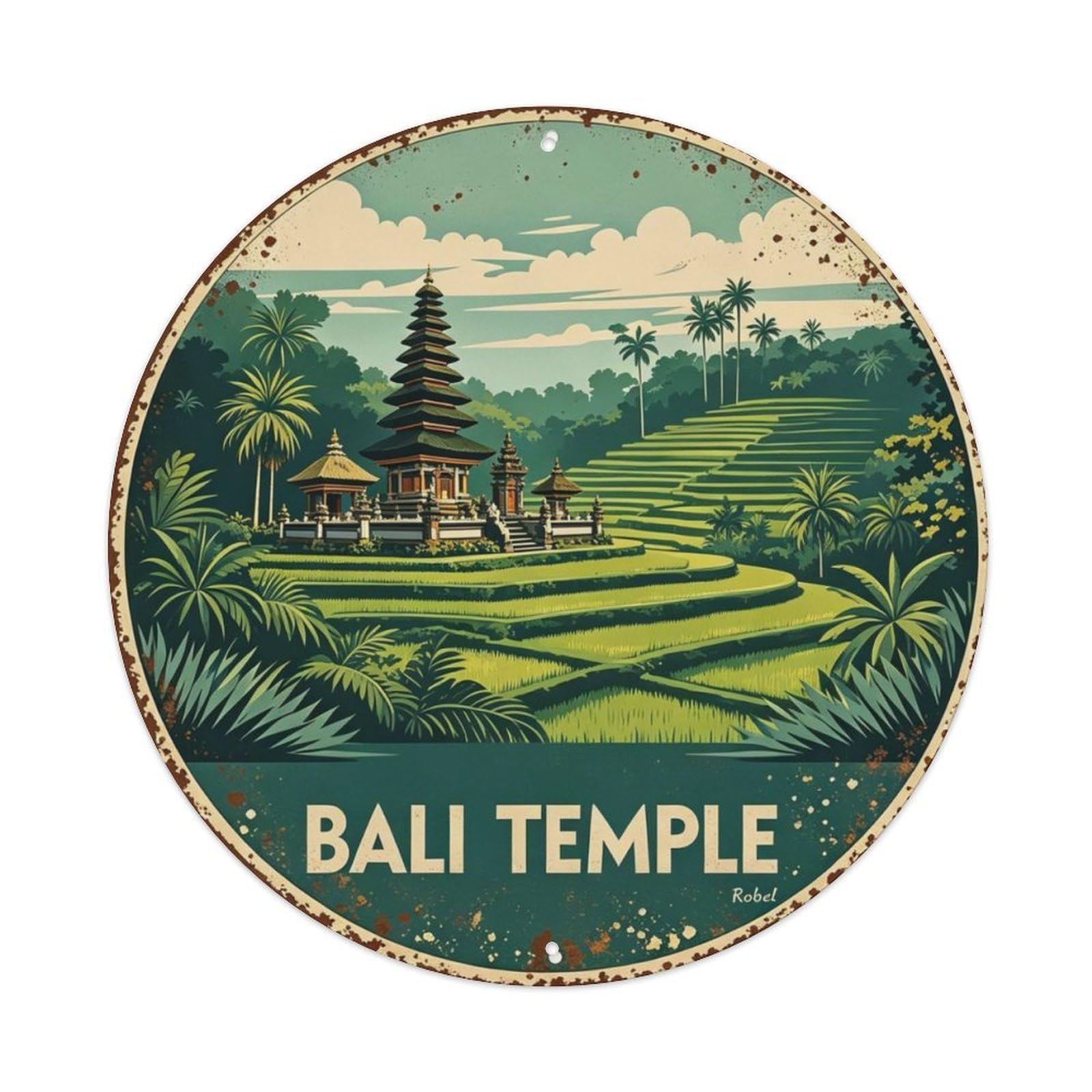 Bali Temple Metal Tin Sign Plaque