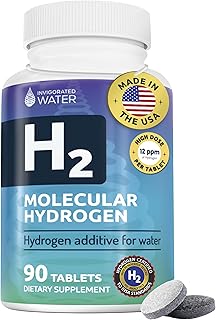 Invigorated Water Hydrogen Water Tablets with Magnesium - 12 PPM H2 Molecular Hydrogen Tablets for Drinking Water - Supports Energy, Brain, & Cognitive Health - Non-GMO (90 Servings, Unflavored)