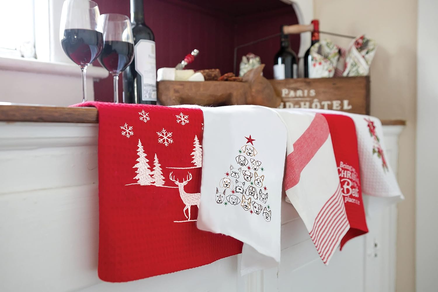C&F Home Dog Faces Christmas Tree 100% Cotton Flour Sack Dishtowel image 4