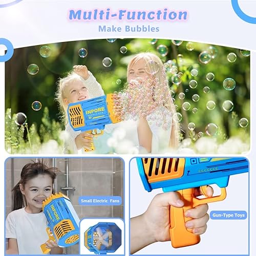 Miniatura 4 de Bubble Machine Gun 69 Holes Colorful Lights Bubble Gun Bubble Maker Machine for Kids Adults Boys Indoor Outdoor Playing Activity Birthday Party