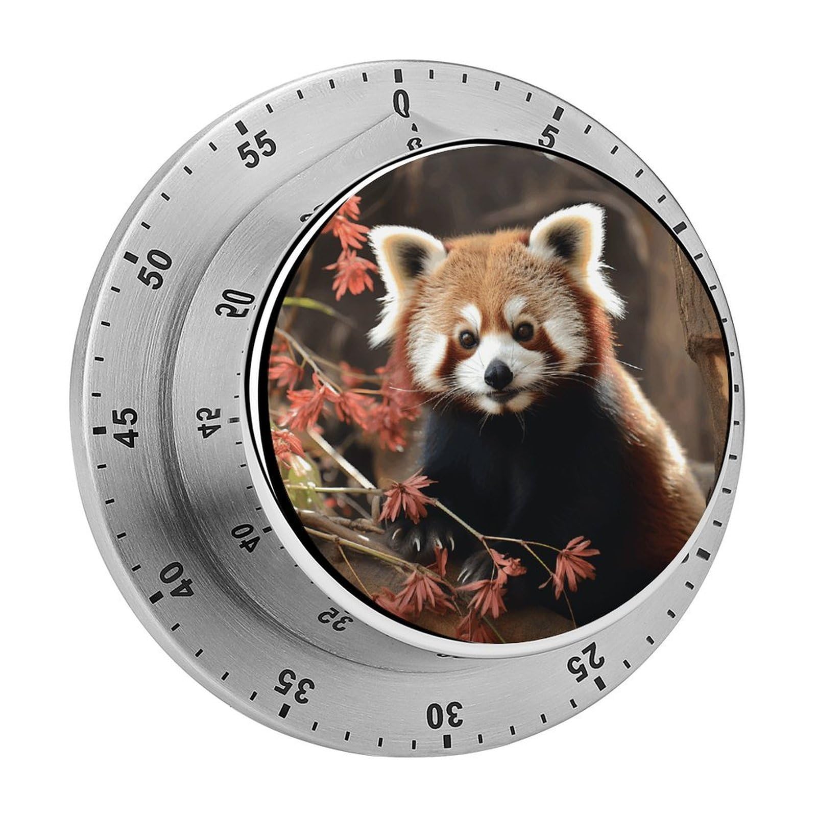 Red Pandas Kitchen Timer Chef Cooking Timers Clock with Loud Alarm Exquisite Stainless Steel Mechanical Desk Timers Magnetic Backing 60 Minute Visual Timer for Work