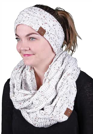 Funky Junque Confetti Knit Beanie Bundle - 2 Pack Slouchy Beanies With Multi-Color Flecks (Olive & Oatmeal)