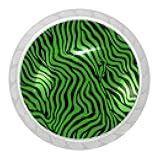 Generic Elegant and Versatile Round Transparent Cabinet Knobs - Set of 4 Clear Furniture Knobs, Green Zebra Stripes, hwyls-003-1