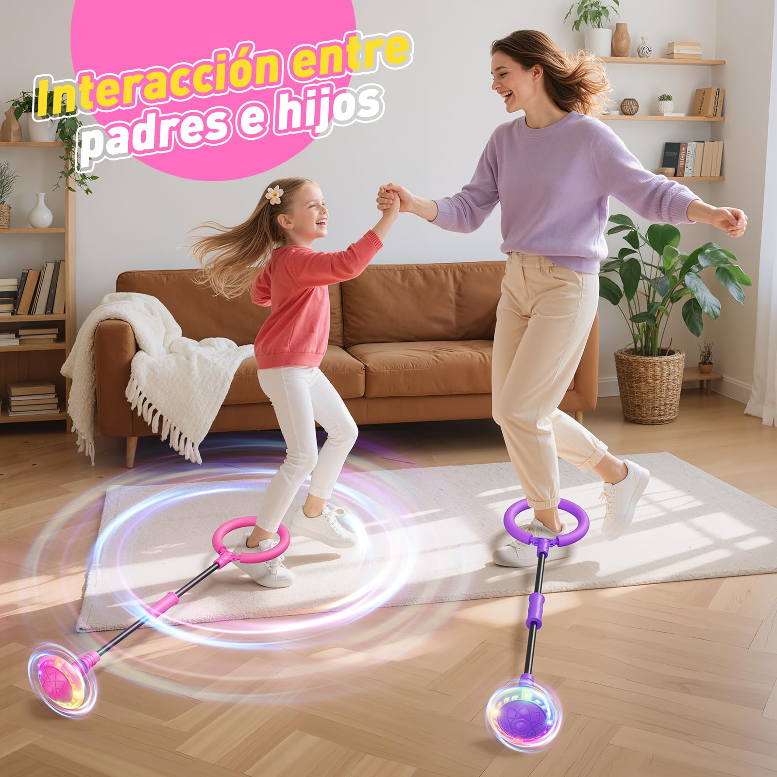 Jofuni Bola de Salto Tobillo Niña, Regalo Juguete Niñas 5 6 7 8 9 Años, Plegable a Pilas Bola con Contador, Temporizador y Calculadora de Calorías (Rosa) — view 6