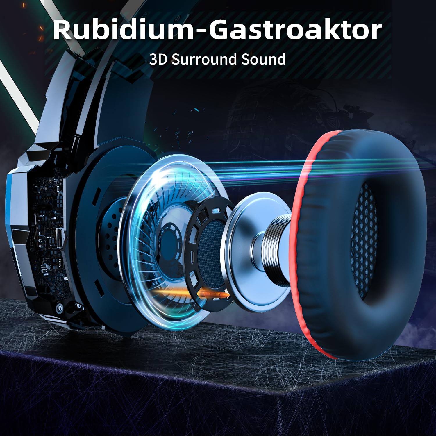 Ozeino Zestaw słuchawkowy gamingowy do PC Ps4 Switch Xbox One, 3D Surround Sound Headset Gaming, słuchawki z redukcją szumów z mikrofonem, różowy