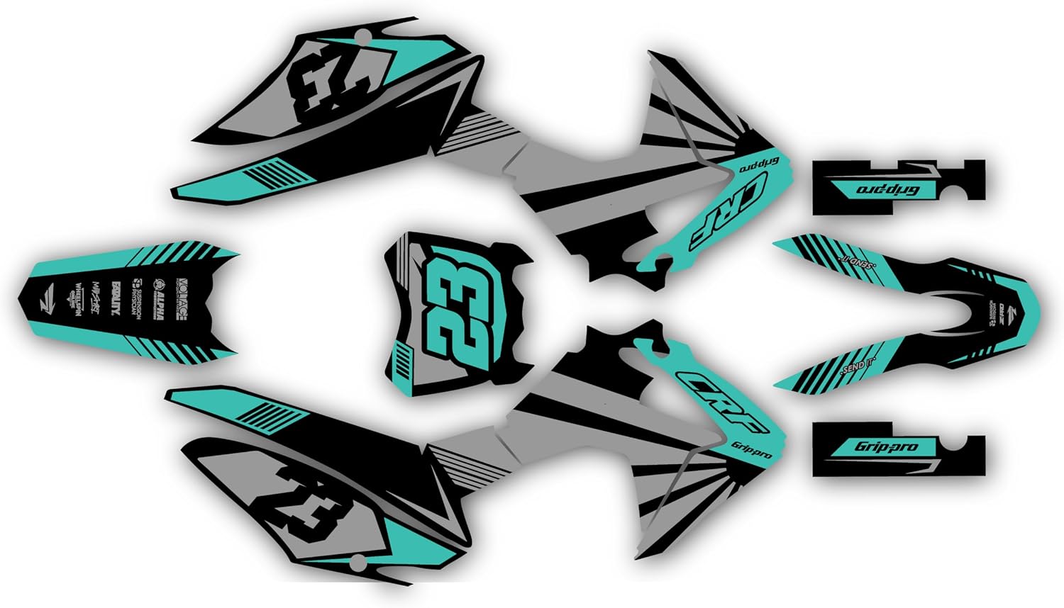 Graphics Kit for Honda CRF125F (2013-2018) FH Series Teal 21 Mil - Pro Edition - Dirt Pit Bike Motorcycle Stickers, Dirtbike Racing Automotive Decal Motocross Accessories no-Plastics