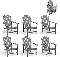Vista 19 de Sillas Adirondack apilables, juego de 2, silla de fuego resistente al mal tiempo y de ahorro de espacio HDPE para césped, porche y terraza al aire